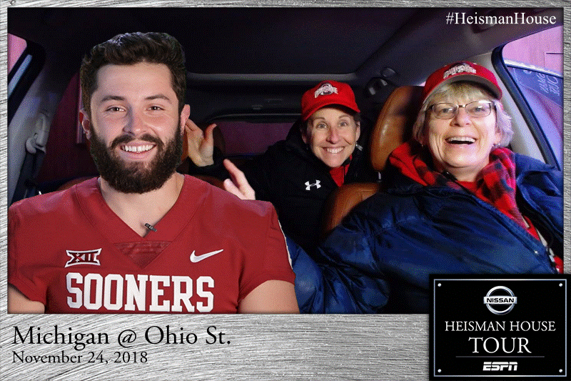 Animated photo booth GIF of fans riding with a past Heisman winner in a Nissan